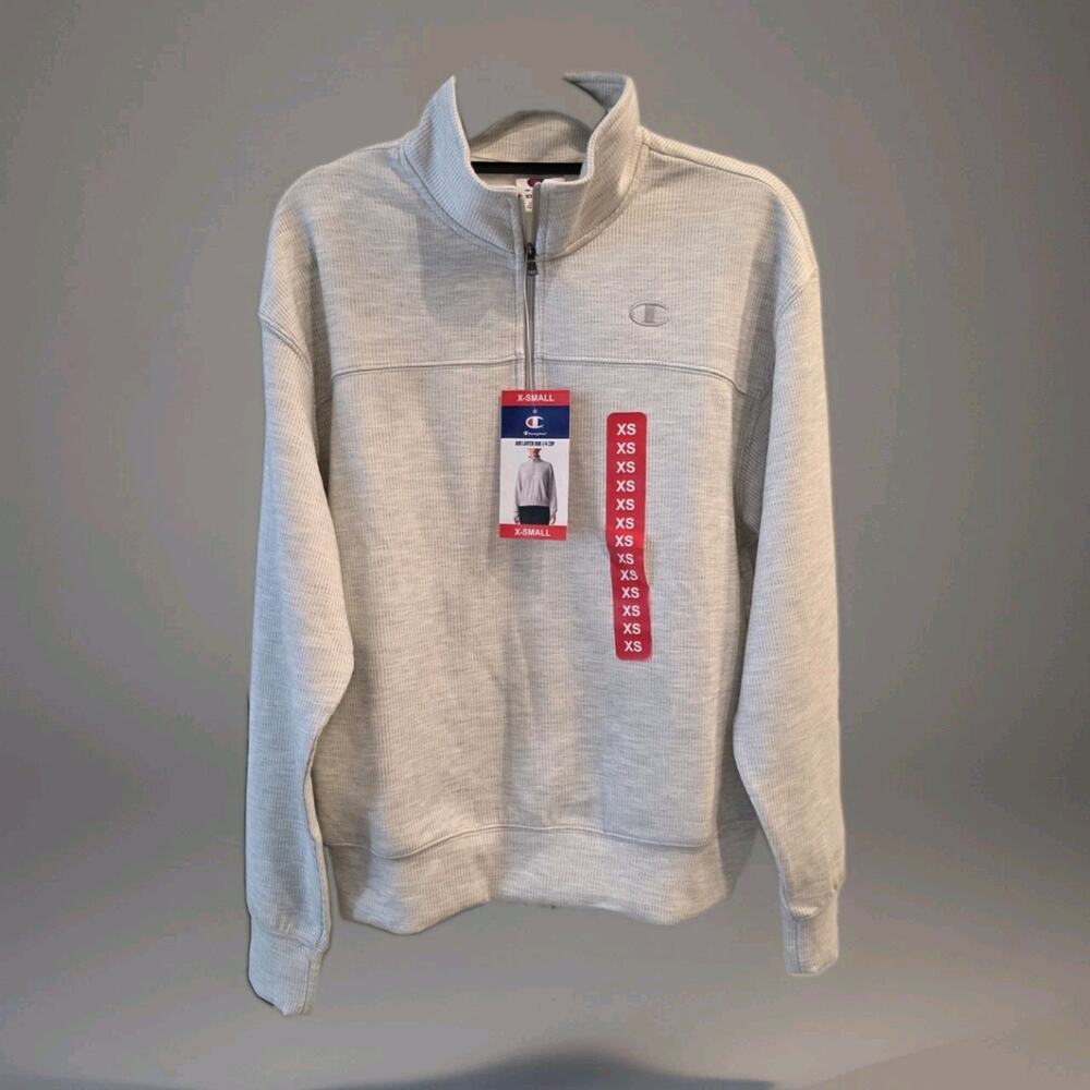 Champion Air Layer Ribbed 1/4 Zip Heather Gray Pullover Women's XS
